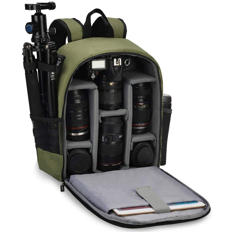 CADeN Camera Backpack Bag Professional for DSLR/SLR Mirrorless Camera Waterproof, Camera Case Compatible for Sony Canon Nikon Camera and Lens Tripod Accessories Green - Image 1